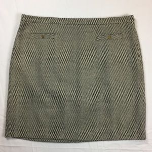 LOFT gray cream gold woven fabric skirt 14